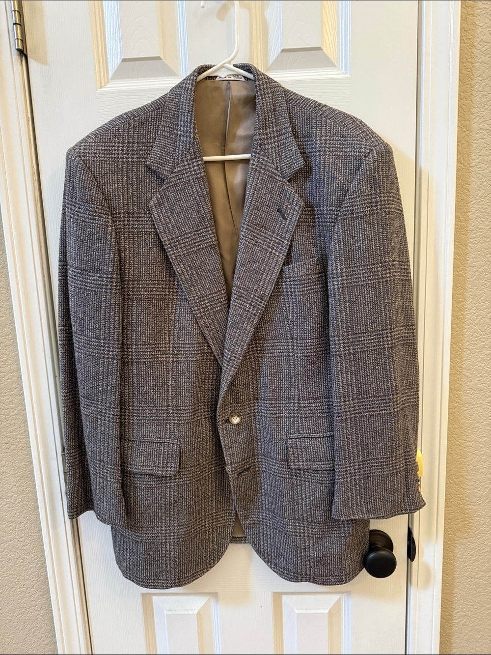 Haggar imperial 💯 silk Gray Glen Plaid Men's Blazer sz 40r